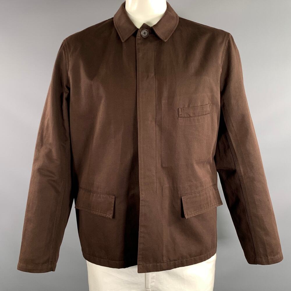 LEMAIRE Size 42 Brown Cotton Linen Cropped Jacket